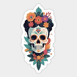 Frida's Floral Sugar Skull: Illustrated Tribute Sticker